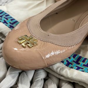 TORY BURCH Nude Patent Leather Flat